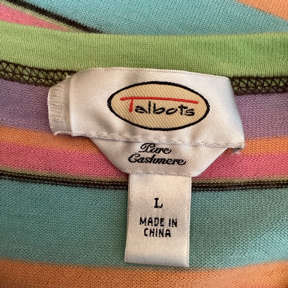 Talbots Cashmere Sweater Striped Pastels - Picture 5 of 7